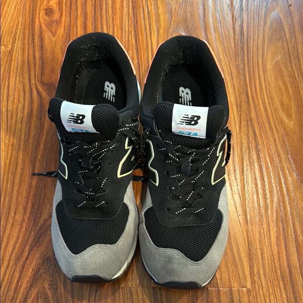 New Balance Black Gray Sneakers with Neon Accent